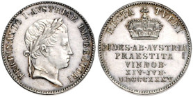 FERDINAND V / I (1835 - 1848)&nbsp;
Silver jeton (small) To commemorate the Homage in Vienna on 14. 6. 1835, 1835, 5,45g, 20 mm, Ag, Nov C 3 b, 20 mm...
