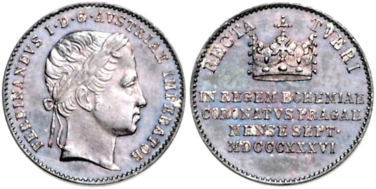 FERDINAND V / I (1835 - 1848)&nbsp;
Silver jeton (small) To commemorate the Cor...
