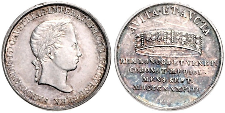 FERDINAND V / I (1835 - 1848)&nbsp;
Silver jeton (small) To commemorate the Cor...