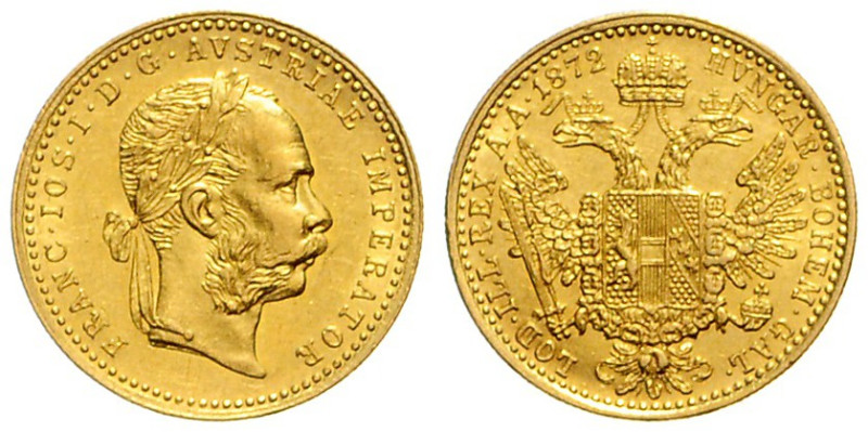FRANZ JOSEPH I (1848 - 1916)&nbsp;
1 Ducat, 1872, 3,48g, Früh 1331, Früh 1331&n...
