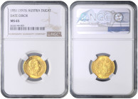 FRANZ JOSEPH I (1848 - 1916)&nbsp;
1 Ducat (date error), 1951, Früh 1275, Früh 1275&nbsp;

UNC | UNC , NGC MS 65


FRANTIŠEK JOSEF I. (1848 - 19...
