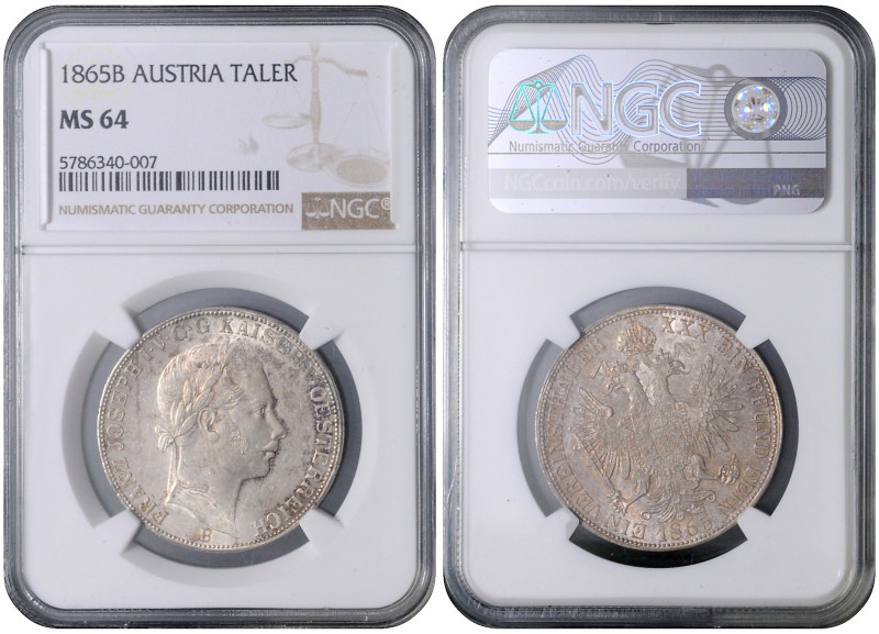FRANZ JOSEPH I (1848 - 1916)&nbsp;
1 Thaler, 1865, B, Früh 1423, B. Früh 1423&n...