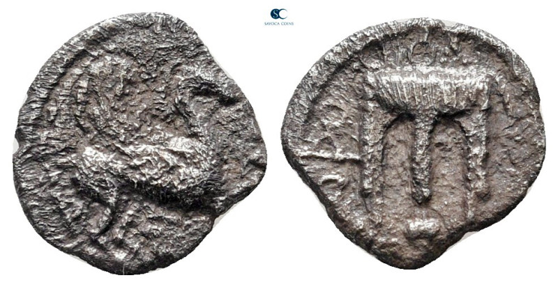 Bruttium. Kroton circa 525-425 BC. 
Triobol AR

10 mm, 0,67 g



nearly v...