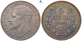 Bulgaria.  AD 1894. 5 Leva