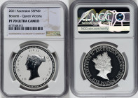 British Administration. Elizabeth II silver Proof "Bonomi Pattern - Victoria" 5 Pounds 2021 PR70 Ultra Cameo NGC, Commonwealth mint, KM-Unl. Mintage: ...