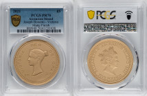 British Administration. Elizabeth II gold Matte Proof "Bonomi Pattern - Victoria" 5 Pounds 2021 PR70 PCGS, Commonwealth mint, KM-Unl. Mintage: 20. HID...