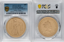 British Administration. Elizabeth II gold Matte Proof "Bonomi Pattern - Minerva" 5 Pounds 2021 PR70 PCGS, Commonwealth mint, KM-Unl. Mintage: 20. HID0...