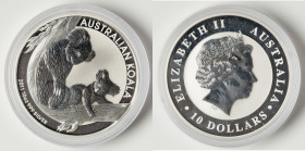 Elizabeth II silver "Koala" 10 Dollars (10 oz) 2011 UNC, Perth mint, KM-Unl. An untoned example, sold in capsule. HID09801242017 © 2022 Heritage Aucti...