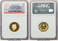 Elizabeth II gold Proof "150th Anniversary of the Sovereign" 25 Dollars 2005 PR70 Ultra Cameo NGC, Sydney mint, KM868. One of the First 1,000 Struck. ...