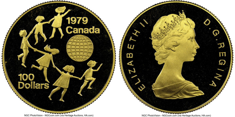 Elizabeth II gold Proof "Year of the Child" 100 Dollars (1/2 oz) 1979 PR68 Ultra...