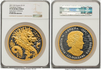Elizabeth II gilt silver "Triumphant Dragon" 125 Dollars 2021 PR70 Ultra Cameo NGC, Royal Canadian mint. Mintage: 888. Accompanied by original case of...