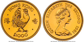 British Colony. Elizabeth II gold "Year of the Rooster" 1000 Dollars 1981 MS69 NGC, KM48. Lunar series. HID09801242017 © 2022 Heritage Auctions | All ...