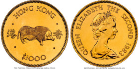 British Colony. Elizabeth II gold "Year of the Pig" 1000 Dollars 1983 MS68 NGC, KM51. Lunar series. HID09801242017 © 2022 Heritage Auctions | All Righ...