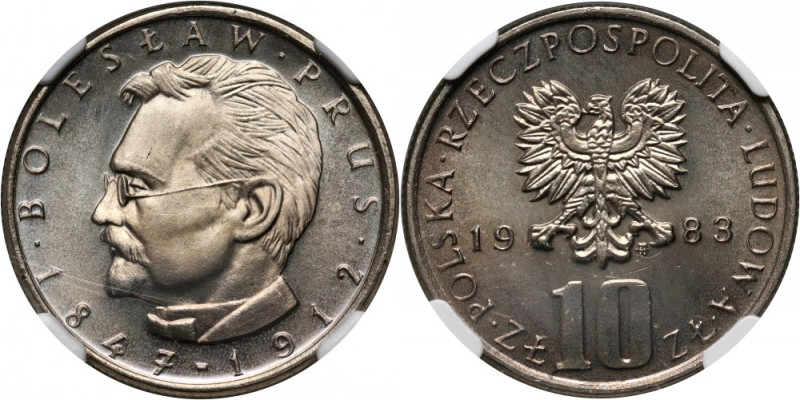 PRL, 10 złotych 1983, Bolesław Prus Druga najwyższa nota NGC. Reference: Parchim...