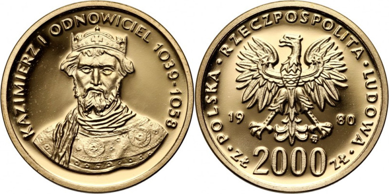 PRL, 2000 złotych 1980, Kazimierz I Odnowiciel Złoto 8,00 g.
Reference: Parchim...