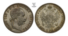 Francis Joseph I. 2 Gulden 1877. Vienna.