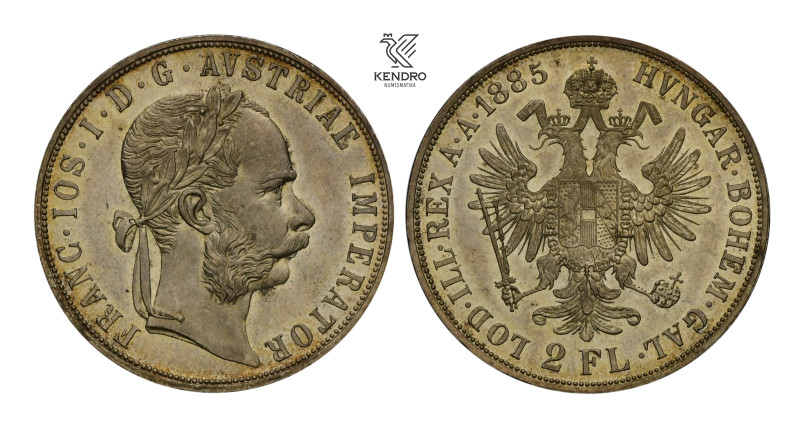 Francis Joseph I. 2 Gulden 1885. Vienna.
Extraordinary specimen with mint lustr...