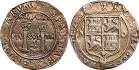 MEXICO. Cob 4 Reales, ND (1554-56)-Mo O. Mexico City Mint. Carlos & Johanna. PCGS AU-50.
KM-18; Cal-138. Weight: 13.66 gms. Late Series. Rather whole...