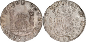 MEXICO. 8 Reales, 1734-Mo MF. Mexico City Mint. Philip V. NGC AU-58.
KM-103; FC-6a; Gil-M-8-6; Yonaka-M8-34. This gently handled and wholesome exampl...