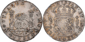 MEXICO. 8 Reales, 1736-Mo MF. Mexico City Mint. Philip V. NGC EF Details--Cleaned.
KM-103; Cal-1445; Yonaka-M8-36. A pleasing example of the type wit...