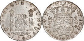 MEXICO. 8 Reales, 1740-Mo MF. Mexico City Mint. Philip V. NGC MS-61.
KM-103; FC-12a; Gil-M-8-12; Yonaka-M8-40. This handsome example boasts a strong ...