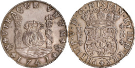 MEXICO. 8 Reales, 1747-Mo MF. Mexico City Mint. Philip V. NGC MS-62.
KM-103; FD-19; Gil-M-8-19; Yonaka-M8-47. Wholly original and very attractive, th...