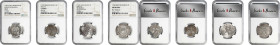 MEXICO. Quartet of Minors (4 Pieces), ND (ca. 1542-1736). All NGC Certified.
1) Real, ND (1542-455)-M L. Carlos & Johanna. NGC VF-25. Weight: 3.30 gm...
