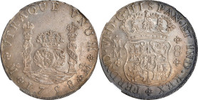 MEXICO. 8 Reales, 1758-Mo MM. Mexico City Mint. Ferdinand VI. NGC AU-55.
KM-104.2; FC-34; Gil-M-8-34; Yonaka-M8-58. This charming and attractive gent...