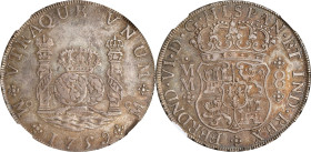 MEXICO. 8 Reales, 1759-Mo MM. Mexico City Mint. Ferdinand VI. NGC AU-58.
KM-104.2; FC-35; Gil-M-8-35; Yonaka-M8-59. This wholly original looking and ...