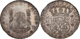 MEXICO. 8 Reales, 1760-Mo MM. Mexico City Mint. Ferdinand VI. NGC AU-55.
KM-104.2; Cal-349; FC-36B; Gil-M-8-36A. Aglow with warm magenta gray brillia...