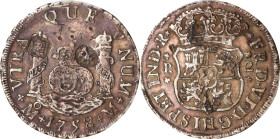 MEXICO. 2 Reales, 1758-Mo M. Mexico City Mint. Ferdinand VI. PCGS Genuine--Chopmark, VF Details.
KM-86.2; Cal-304; Yonaka-M2-58A. Variety with crosse...