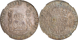 MEXICO. 8 Reales, 1760-Mo MM. Mexico City Mint. Charles III. NGC AU-58.
KM-105; FC-37a; Gil-M-8-37; Yonaka-M8-60b. First year of issue for monarch. W...