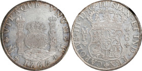 MEXICO. 8 Reales, 1765-Mo MF. Mexico City Mint. Charles III. NGC AU-53.
KM-105; Gil-M-8-45b; Yonaka-M8-65a. Variety without lower arc on central crow...