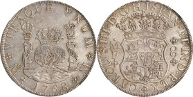 MEXICO. 8 Reales, 1768-Mo MF. Mexico City Mint. Charles III. NGC AU-58.
KM-105; FC-47a; Gil-M-8-48; Yonaka-M8-68. Variety without lower arc on centra...