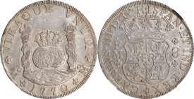 MEXICO. 8 Reales, 1770-Mo FM. Mexico City Mint. Charles III. NGC AU Details—Chopmarked, Cleaned.
KM-105; FC-50a; Gil-M-8-51; Yonaka-M8-70b. This whol...