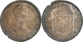 MEXICO. 8 Reales, 1772-Mo MF. Mexico City Mint. Charles III. NGC AU-53.
KM-106.1; FC-52; Yonaka-M8-72, Cal-1104. First year of issue. Variety with in...
