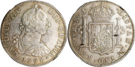 MEXICO. 8 Reales, 1773-Mo FM. Mexico City Mint. Charles III. NGC AU-55.
KM-106.1; Cal-1106. Variety with inverted mintmark. Elusive at this state of ...