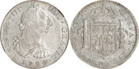 MEXICO. 8 Reales, 1774-Mo MF. Mexico City Mint. Charles III. NGC AU-58.
KM-106.2; FC-55; Yonaka-M8-74; Cal-1108. Bright and lustrous, this handsome a...