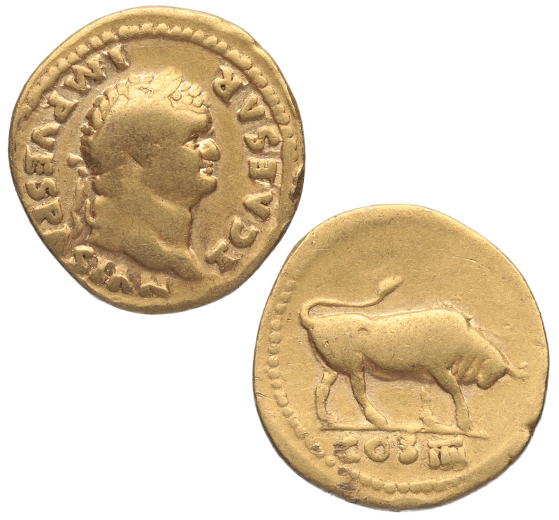 75 d.C. Vespasiano (69-79 d.C). Áureo. Spink 241. Au. 7,11 g.  T CAESAR IMP VESP...