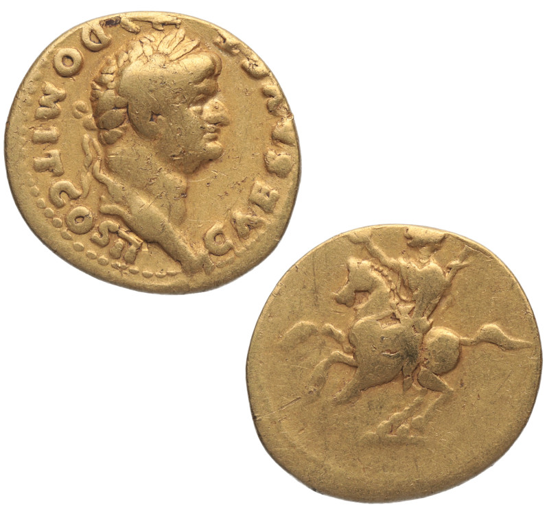 Domiciano (81-96). Roma. Aureo. Au. 6,35 g. CAES AVG F DOMIT COS II: cabeza laur...