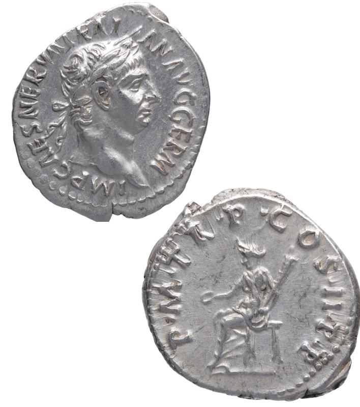 98 d.C. Trajano (98-117). Roma. Denario. SM-203 RIC 9. Ag. 3,60 g. IMP CAES NERV...