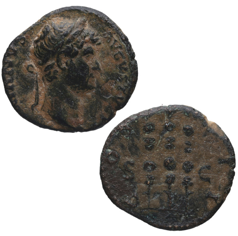 117-138 d.C. Adriano (117-138). Roma. Cuadrante. C-450; RIC-97. Ae. 1,97 g.  HAD...