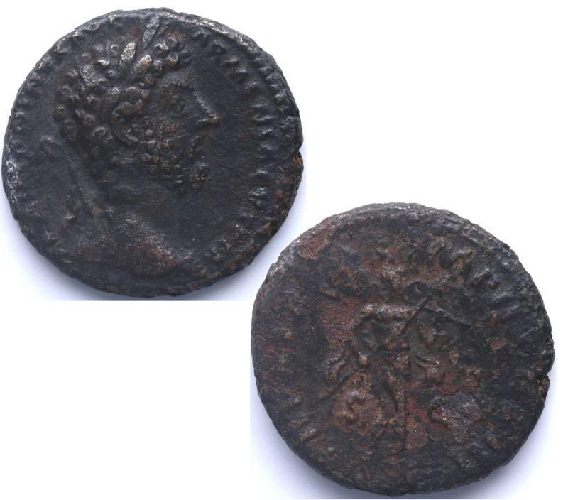 164/5 d C. Marco Aurelio (161-180 dC). Roma. As. RIC 897. Ae. 9,39 g. Cabeza lau...
