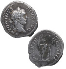 207 d.C. Caracalla (198-217 d.C). Roma. Denario. RIC IV Caracalla 95. Ag. 2,88 g. ANTONINVS PIVS AVG; Cabeza de Caracalla, laureada, a laderecha /PONT...