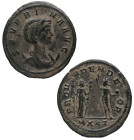 274 d.C. Severina. Ticinum. Antoniniano. RIC 9. 3,90 g. SEVERINA AVG; Busto de Severina diademado y drapeado a derecha, engastado en media luna /PROVI...