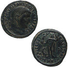 315 – 317 d.C. Constantino I (307-337). Nicomedia. Nummus. RIC 14. 3,50 g. IMP C FL VAL CONSTANTINVS P F AVG; Cabeza laureada a derecha /IOVI CONSERVA...