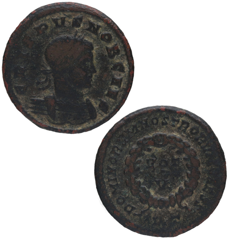 321 d.C. Crispo (316-326 d.C). Roma. AE3. Ae. 2,91 g. CRISPVS NOB CAES; Busto la...