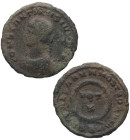 324 d. C. Constantino II. Tesalónica. AE3. Ve. 2,12 g. CONSTANTINVS IVN NOB C; busto con diadema, drapeado y coraza a la izquierda /CAESARVM NOSTRORVM...