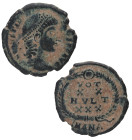 327 a 361 d.C. Constancio II (327 a 361). Antioquía. AE4. Ve. 1,46 g. D N CONSTAN-TIVS P F AVG; Cabeza de Constancio II, diadema de perlas, derecha /V...