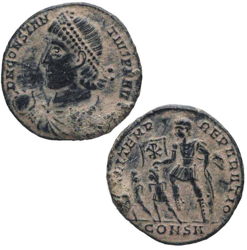 327 a 361 D.C. Constancio II (327 a 361). Constantinopla. ½ Maiorina. Ae. 3,82 g...